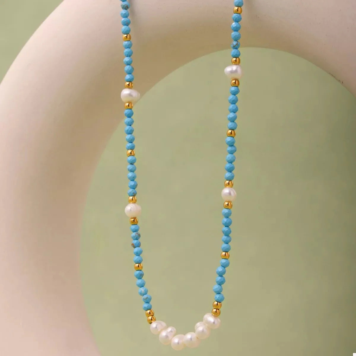 Turquoise Pearl Beaded Necklace