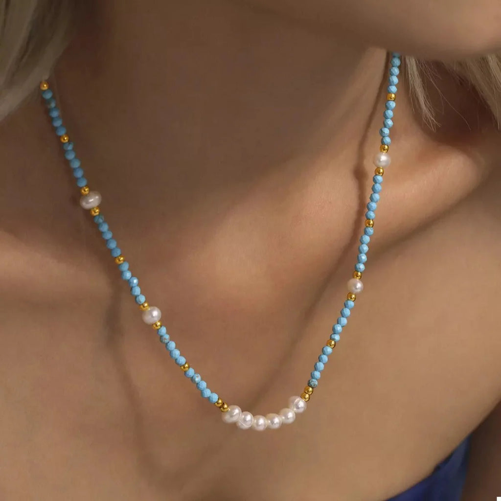 Turquoise Pearl Beaded Necklace