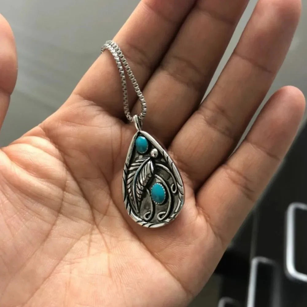 Turquoise Teardrop Pendant Necklace