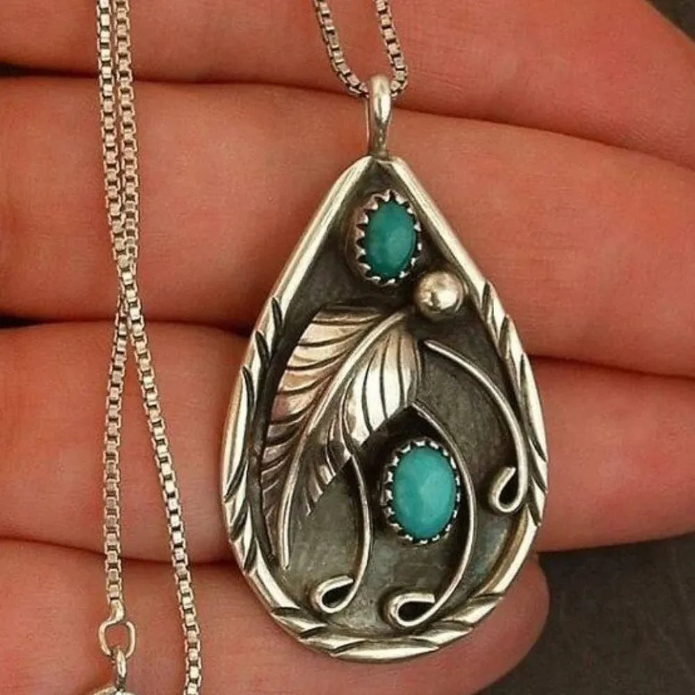 Turquoise Teardrop Pendant Necklace