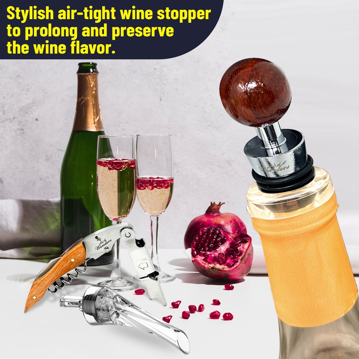 Ultimate Wine Accessories Set Featuring 3 in - 1 Multifunctional Waiters Corkscrew - Rustic Avenue