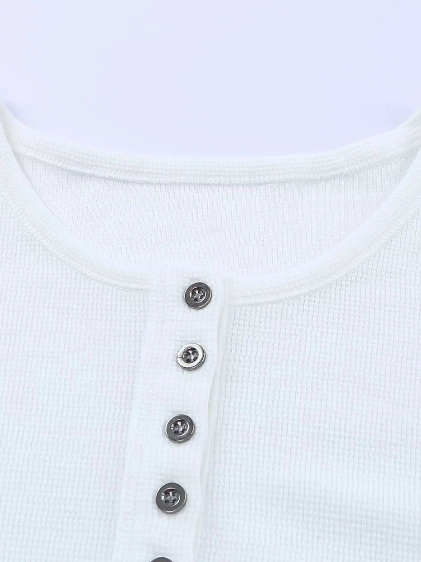 Waffle Knit Henley Top - 2 Colors