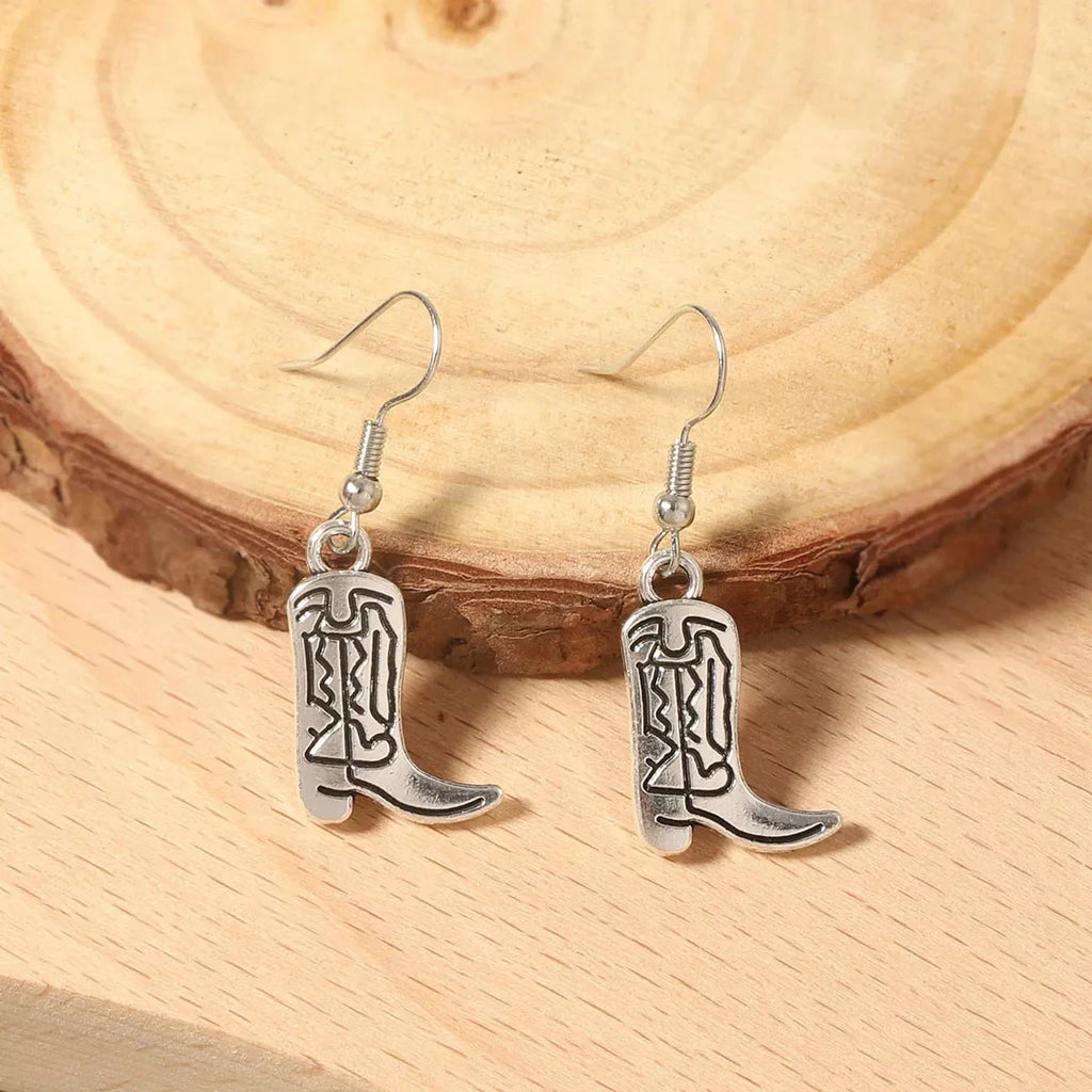 Western Cowboy Boot Dangle Earrings