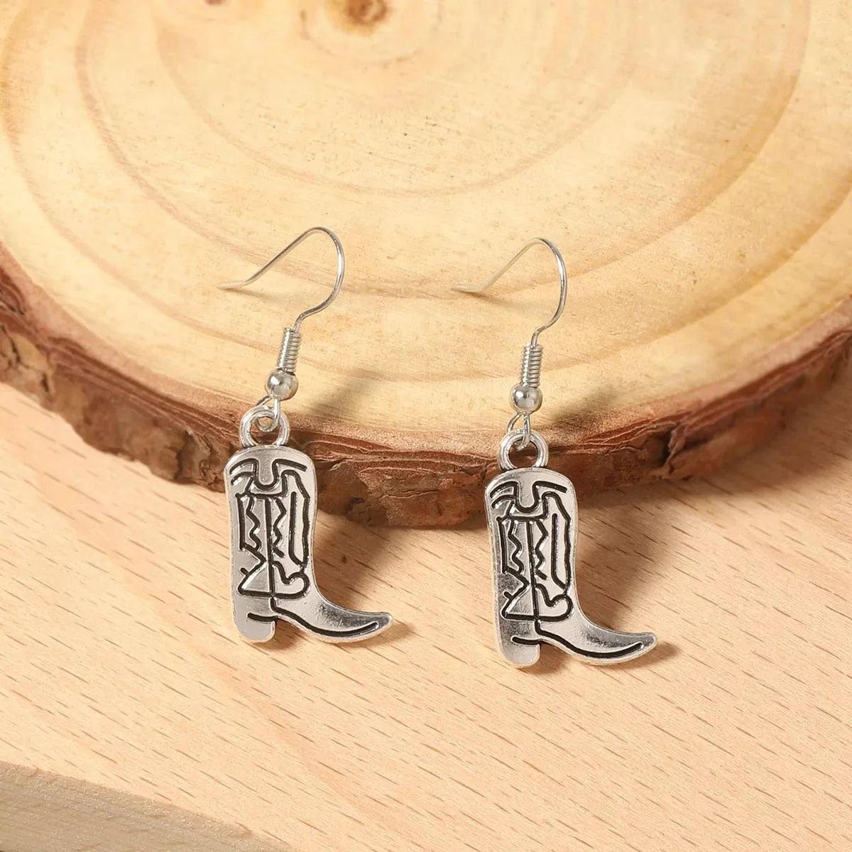 Western Cowboy Boot Dangle Earrings