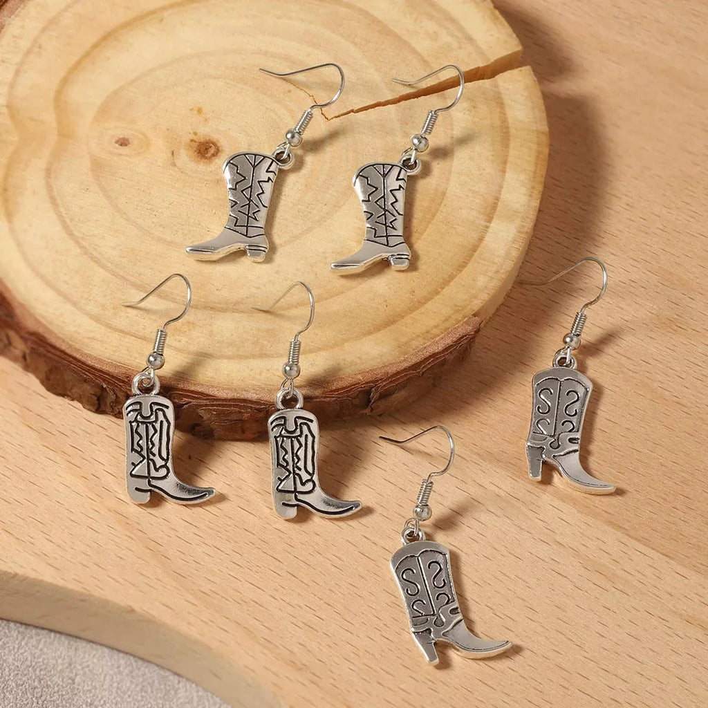 Western Cowboy Boot Dangle Earrings