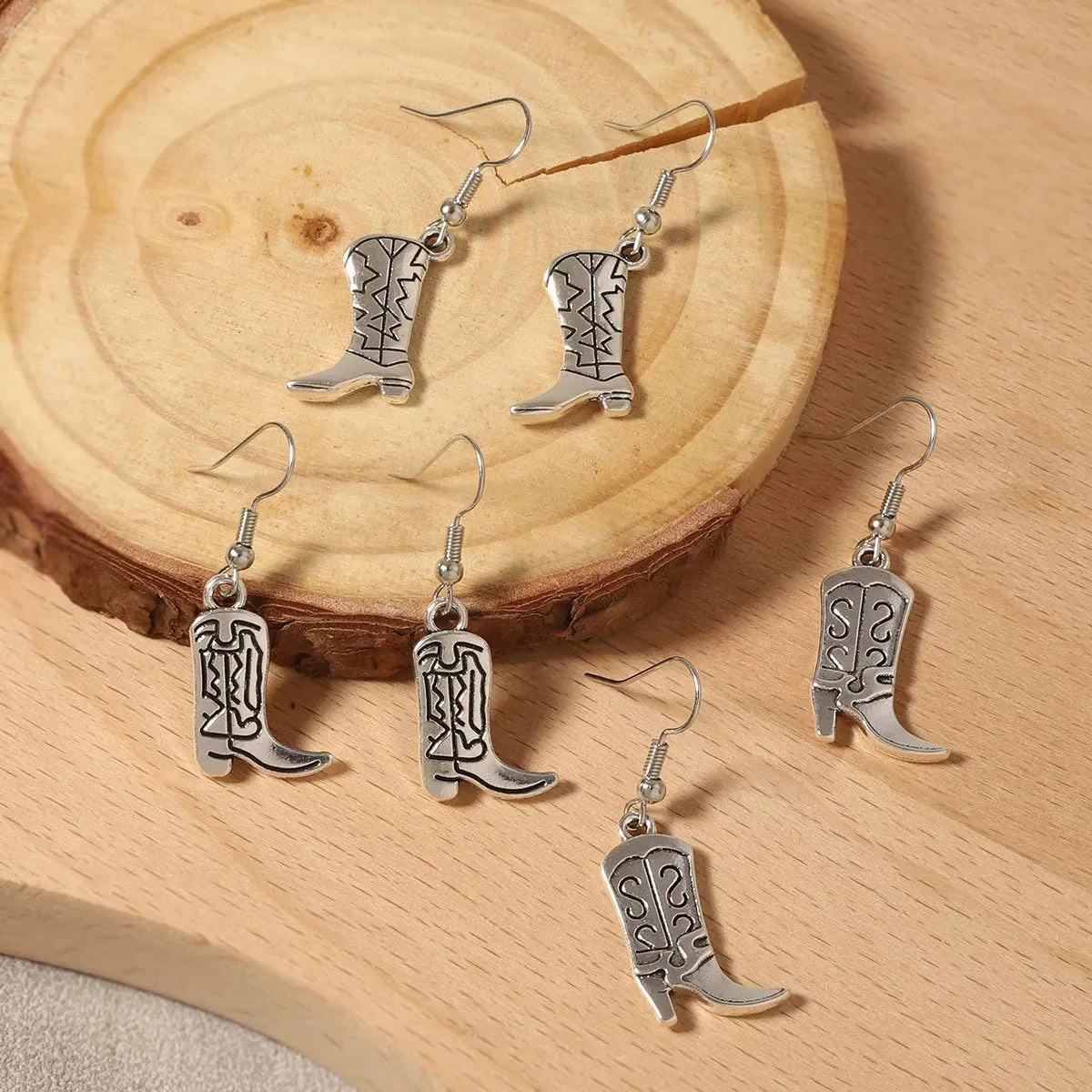 Western Cowboy Boot Dangle Earrings