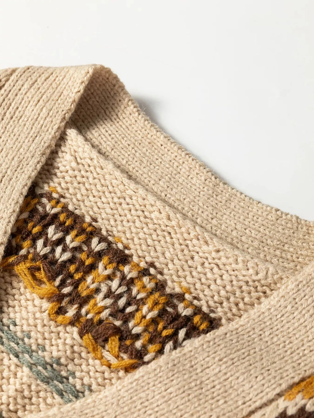 Western Pattern Knitted Button V Neck Cardigan Sweater