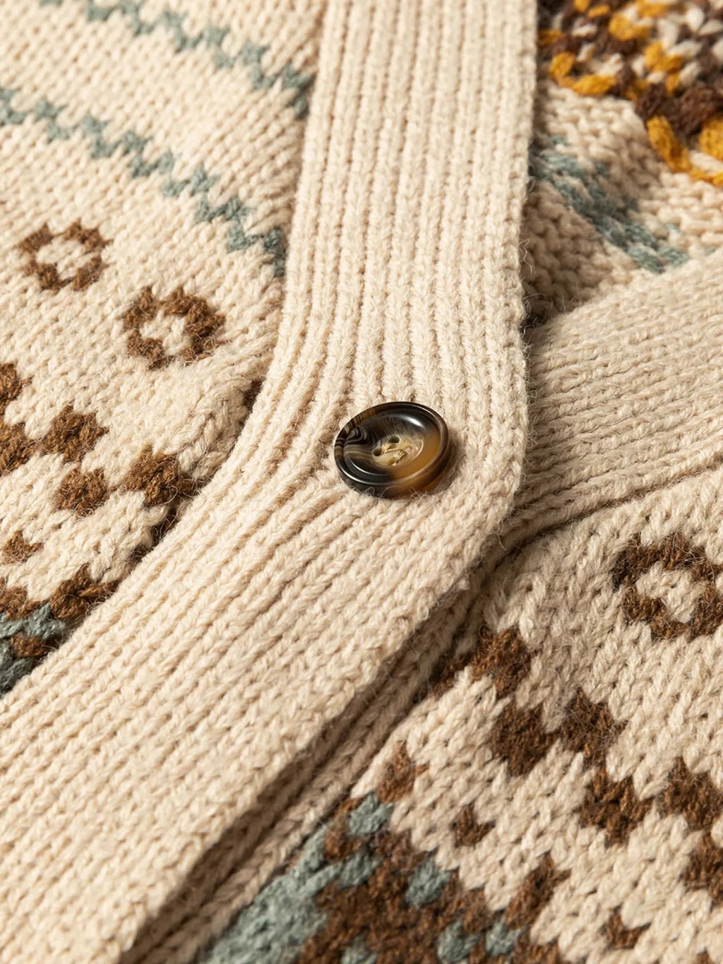 Western Pattern Knitted Button V Neck Cardigan Sweater