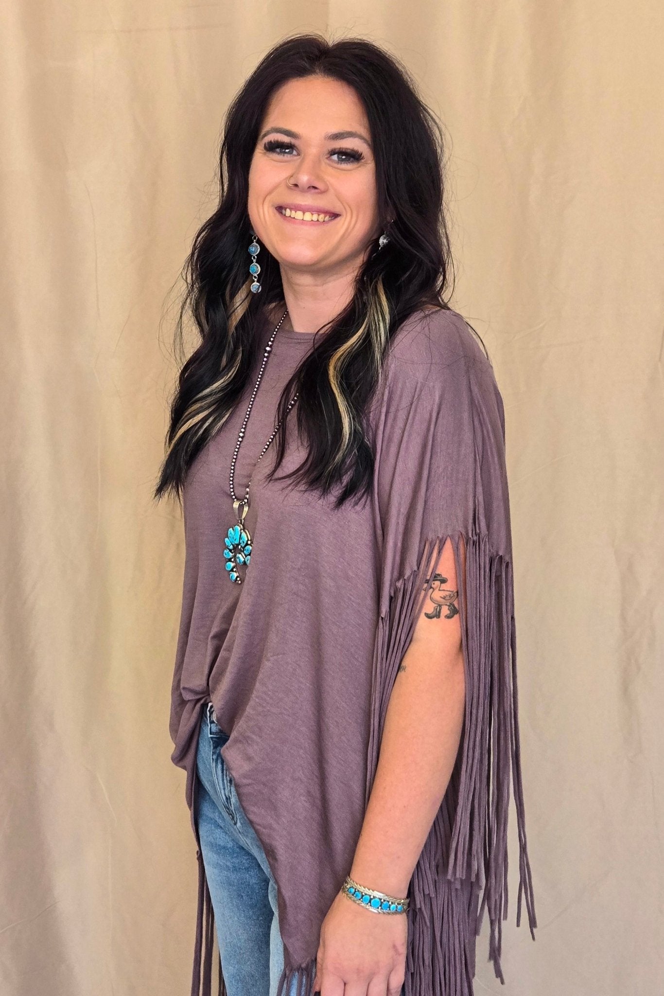 Western Showstopper Fringe Top - Mocha