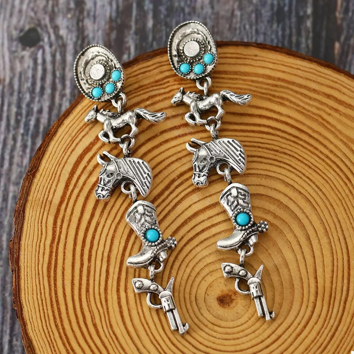 Western Turquoise Charm Earrings