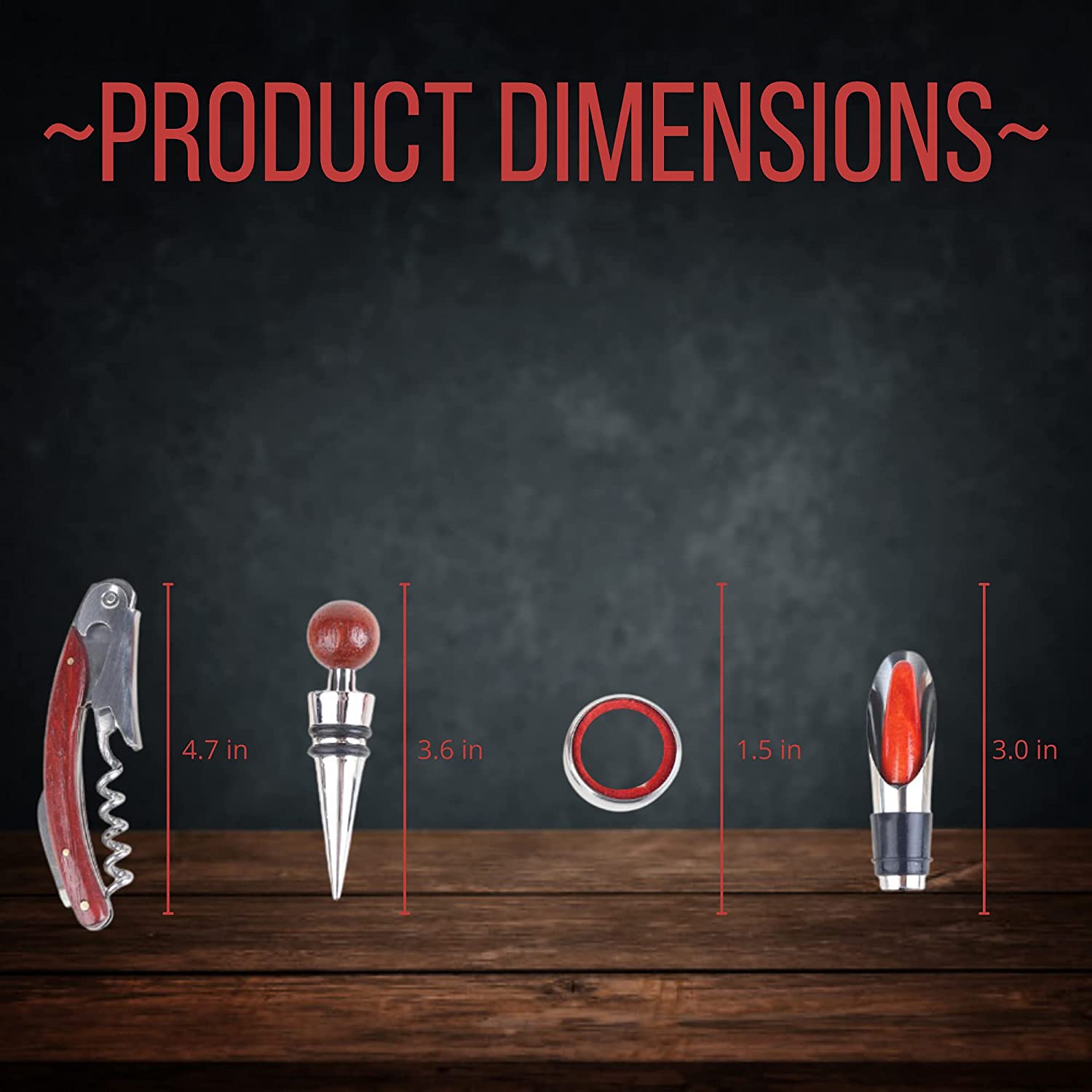 Wine Accessories Set Of 4 Pcs Bottle Opener - Rustic Avenue