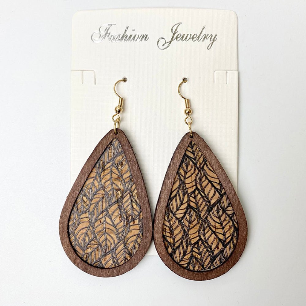 Wooden Teardrop Dangle Earrings