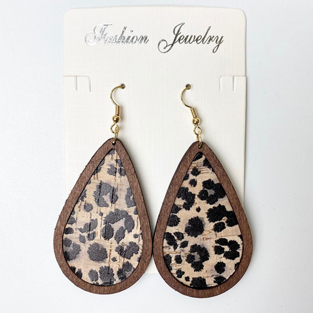 Wooden Teardrop Dangle Earrings