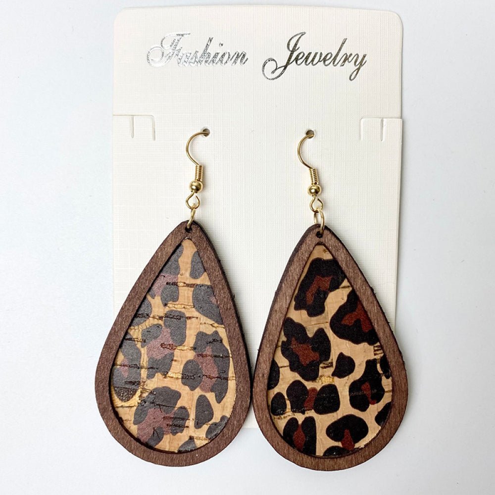 Wooden Teardrop Dangle Earrings