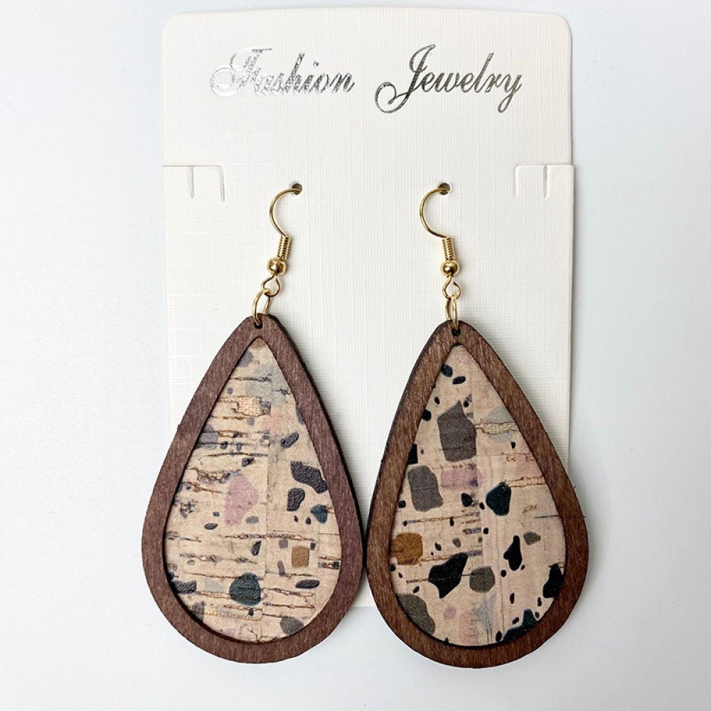 Wooden Teardrop Dangle Earrings