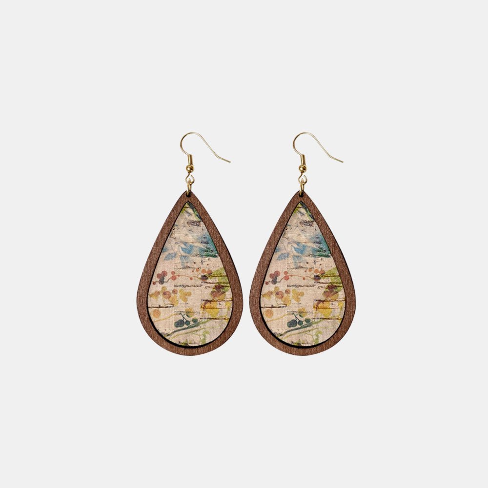 Wooden Teardrop Dangle Earrings