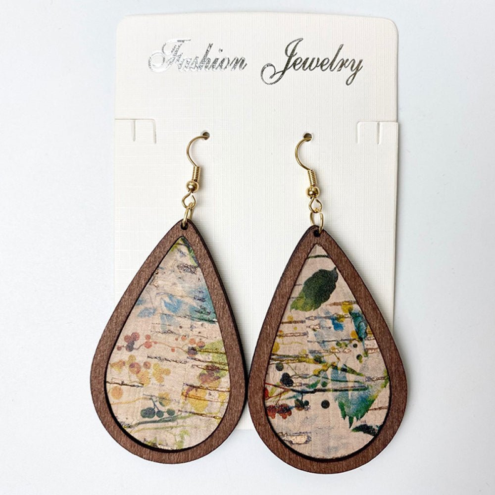 Wooden Teardrop Dangle Earrings