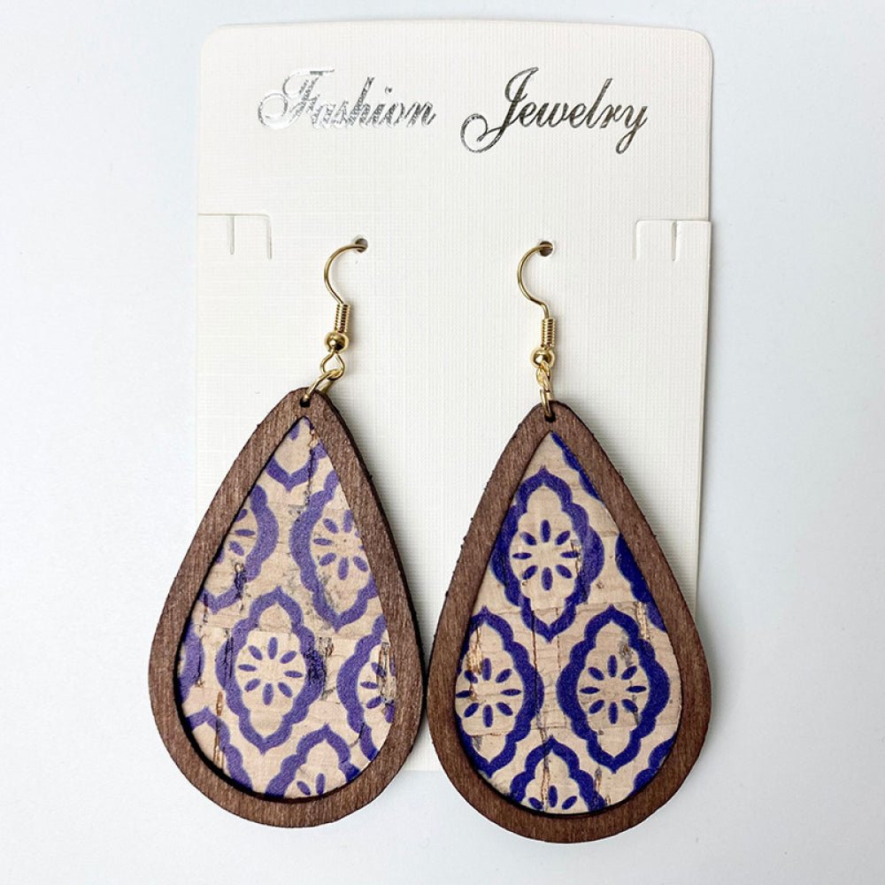 Wooden Teardrop Dangle Earrings