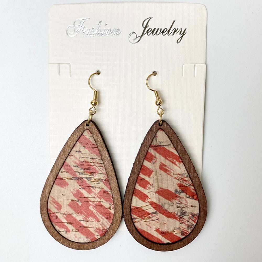Wooden Teardrop Dangle Earrings