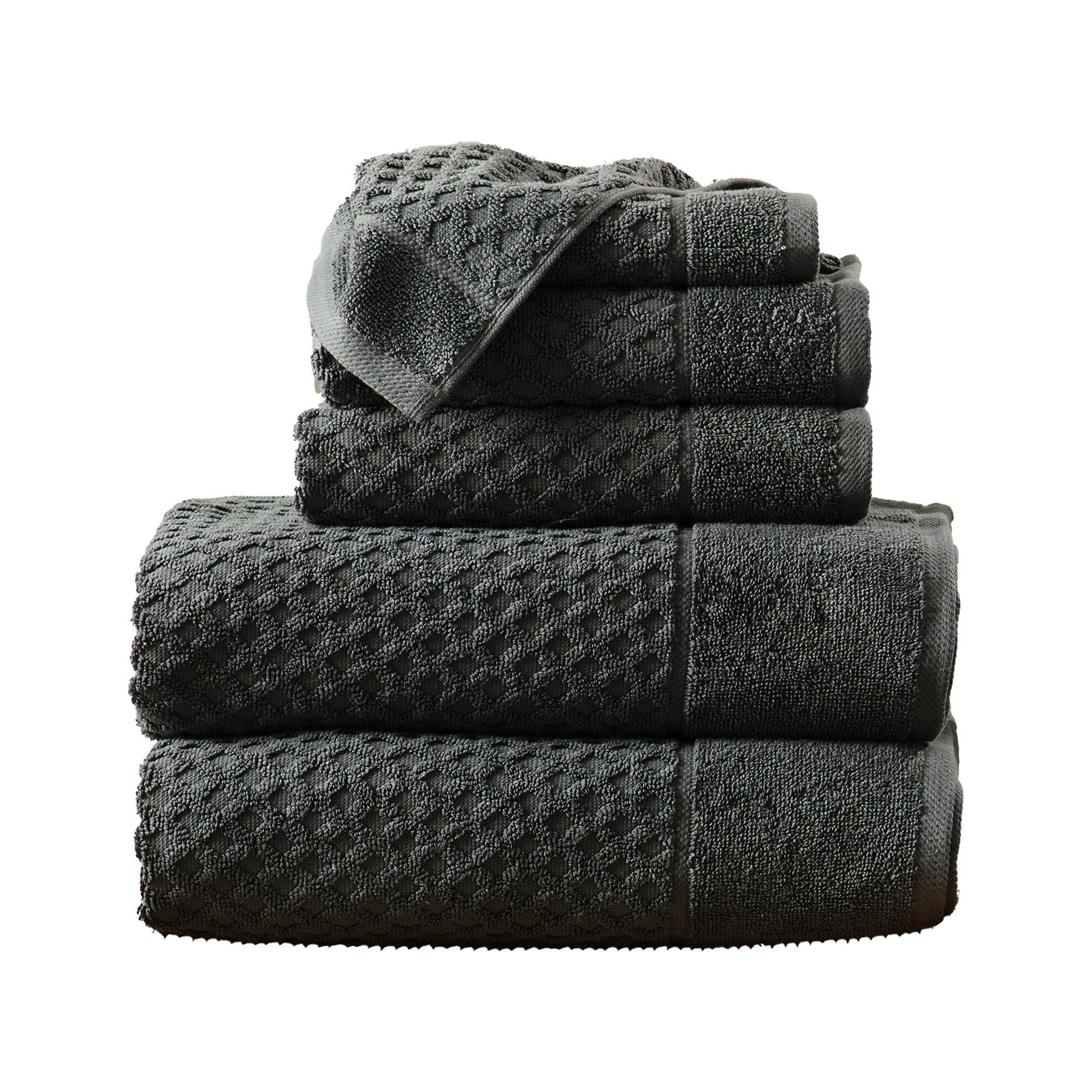 Cotton Diamond Waffle Weave Bath Towel Set - Grayson Collection - Rustic Avenue